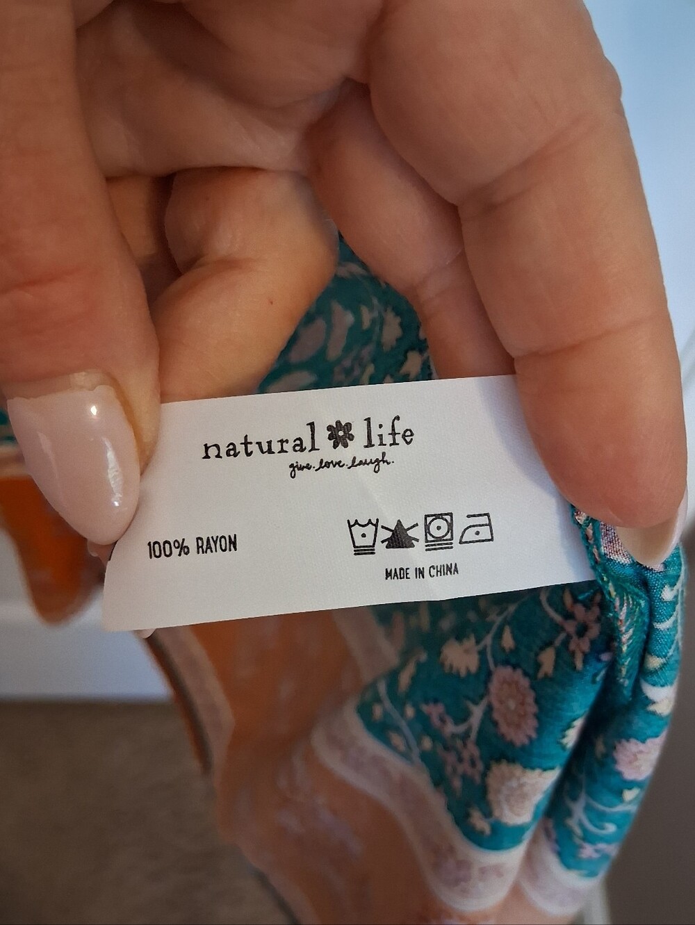 Natural Life Avery Turquoise Orange Floral Print Button Down Midi Dress Sz Med - Picture 6 of 7